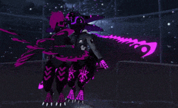 a drawing of a purple and black monster with the letter s on it