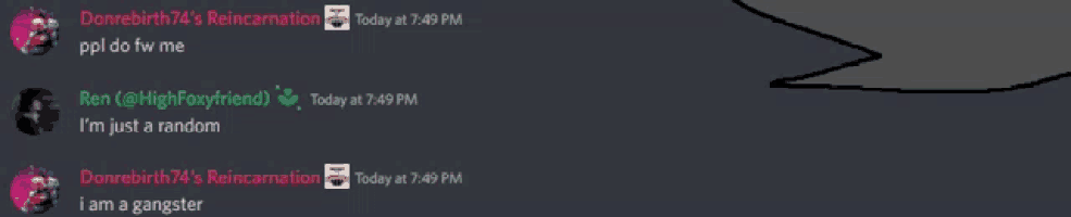 a screenshot of a discord conversation between ren and donebirth74 's reincarnation