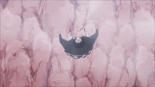 a cartoon character with a beard and a hat is falling down