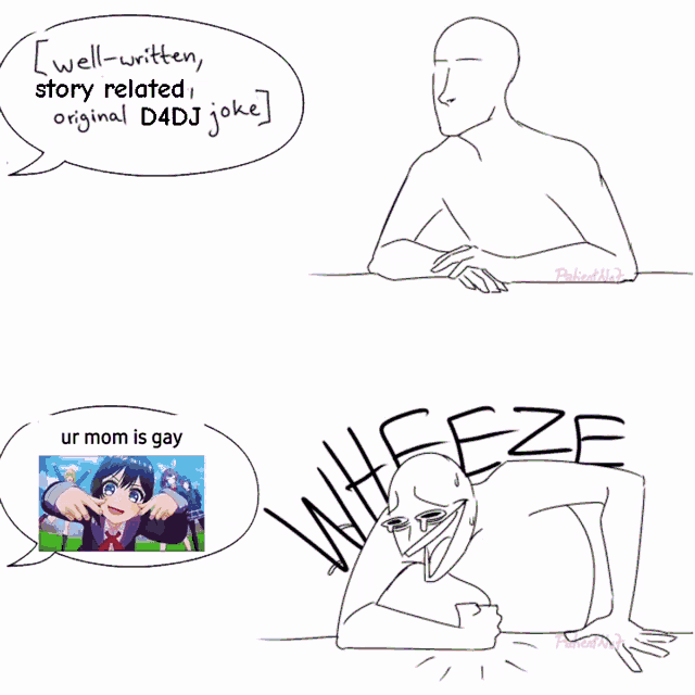 a drawing of a man with a speech bubble that says well-written story related original d4d joke