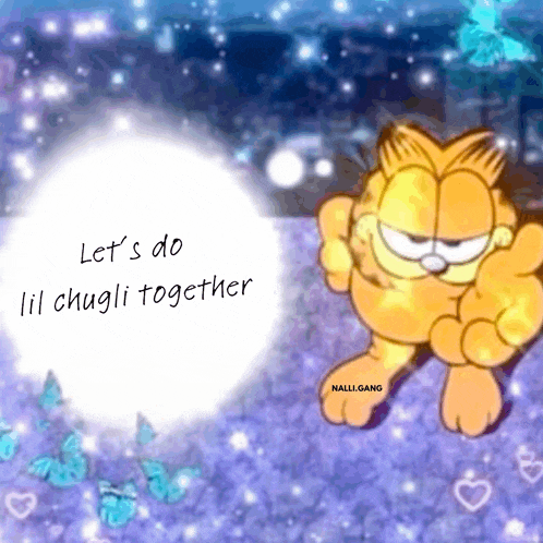 a picture of garfield with the words let 's do lil chugli together on it
