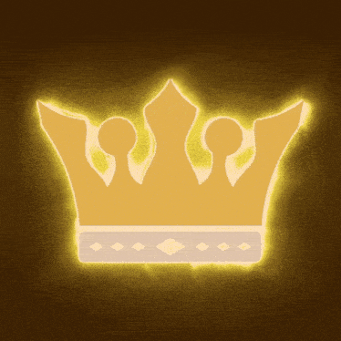 a gold crown with diamonds on it is lit up on a dark brown background