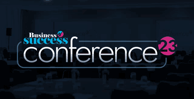 a logo for business success conference 23 with a dark background