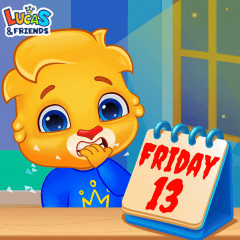 a lucas and friends cartoon shows a calendar with friday 13 on it