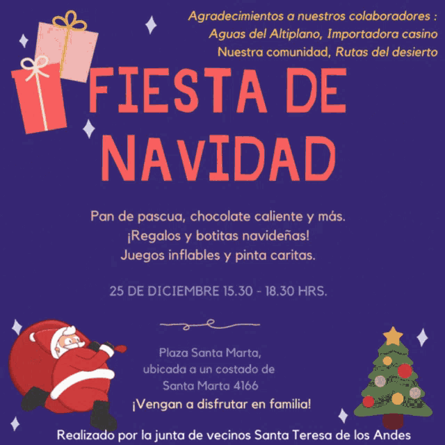 fiesta de navidad is advertised on a purple poster