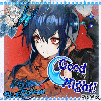 a picture of a girl with a dragon and the words " good night "