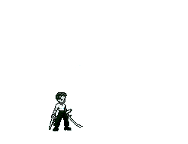 a pixel art of a person with a sword
