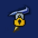 a pixel art drawing of a sword with a cross on it