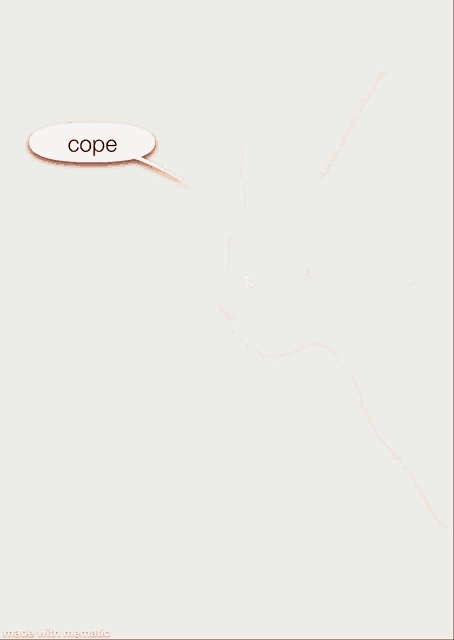 a cartoon fox with a speech bubble that says cope on it .