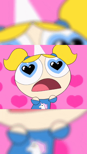 bubbles from the powerpuff girls is wearing a unicorn outfit
