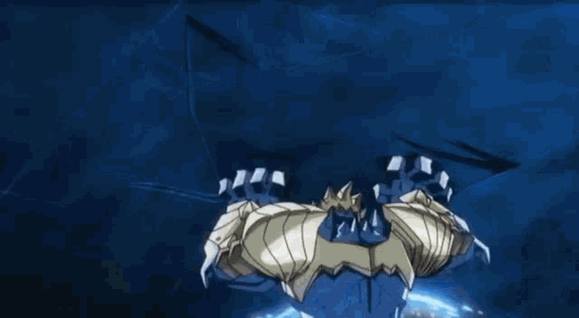 a cartoon character with a beard and a crown on his head is standing in the water .