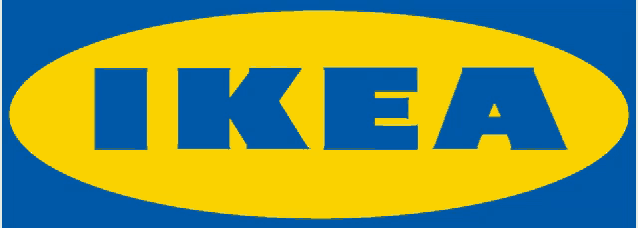 a blue and yellow logo for ikea on a blue background