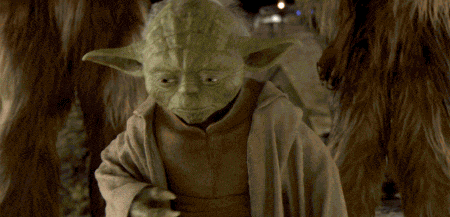 a picture of yoda with the words disturbance in the cup relics above him