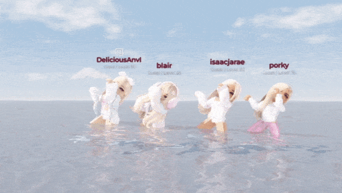 a screenshot of a video game with the names deliciousanvi blair and isaacjarae