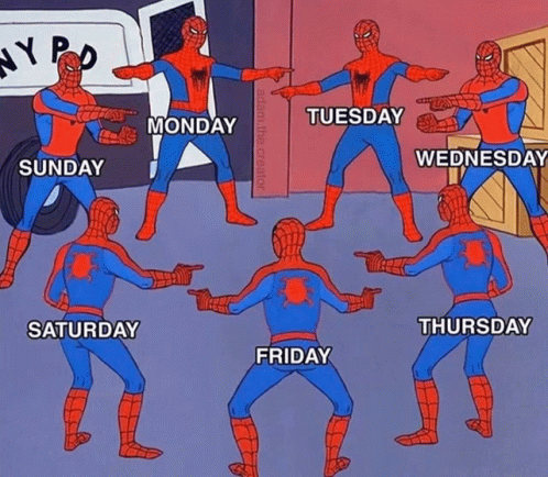 Spiderman Sunday Monday Tuesday Spiderman GIF - Spiderman Sunday Monday Tuesday Spiderman Sunday GIFs