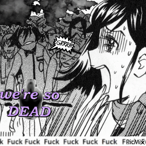 a black and white drawing with the words we 're so dead written on it