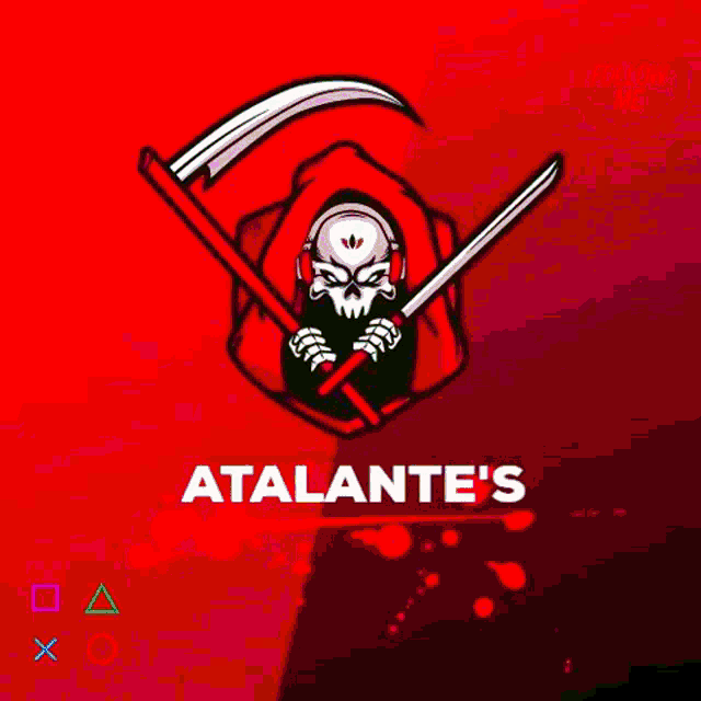 a picture of a grim reaper with a scythe and the name atalantes