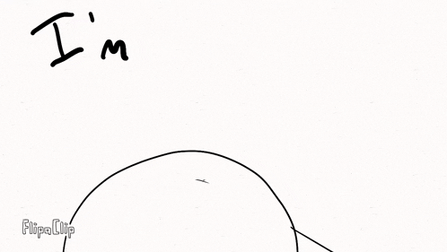 a drawing of a red circle with a stick figure standing next to it