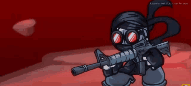 a cartoon character holding a gun with the words recorded with fun screen recorder on the bottom