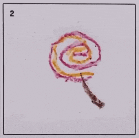 a drawing of a swirl with the number 7 in the corner