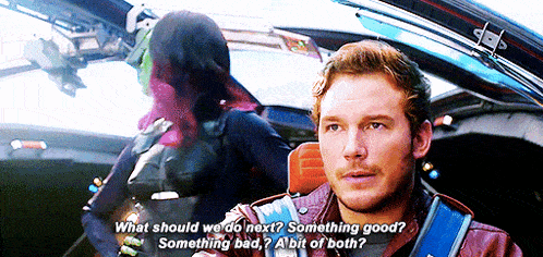 a man and a woman are sitting in a car and the man is saying " what should we do next "