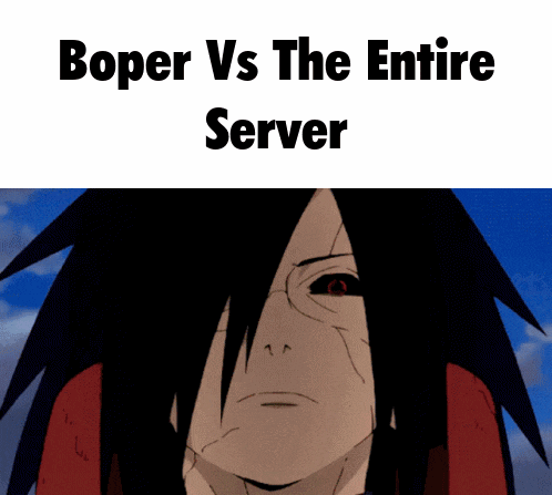 boper vs the entire server is written above a picture of a man