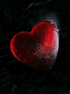a red heart is on a black background with the word liebe on it