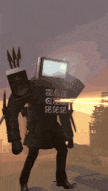 a cartoon drawing of a robot with a speaker on his head