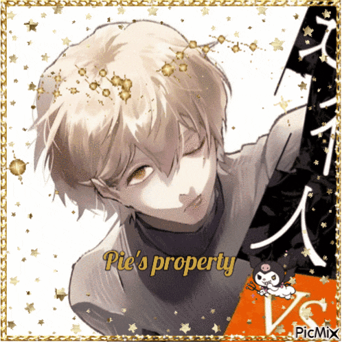 a picture of a boy with the words pie 's property written on it