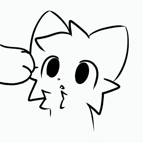 a black and white drawing of a cartoon cat