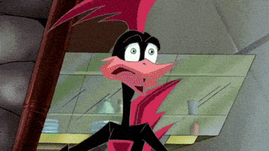 a cartoon character with a surprised look on its face