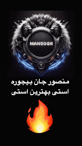 a logo for mansogr with a fire in the middle