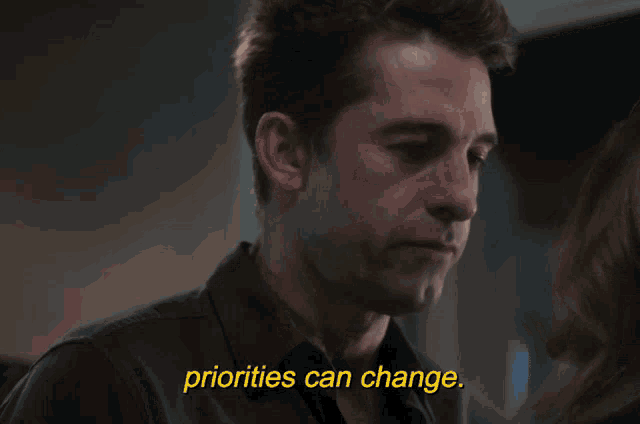 a man says that priorities can change while looking at another woman