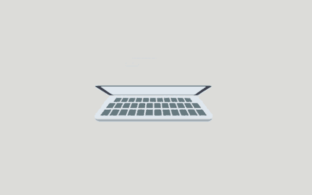 an illustration of a laptop with a blue screen and blue keys