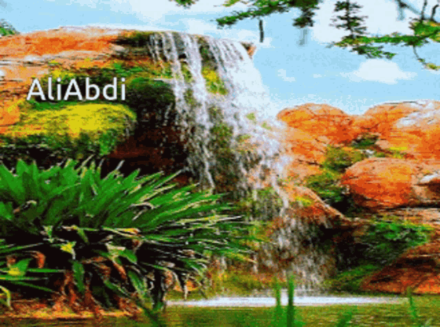 a picture of a waterfall with the name aliabdi above it