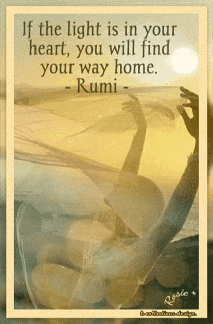 a quote from rumi is on a poster