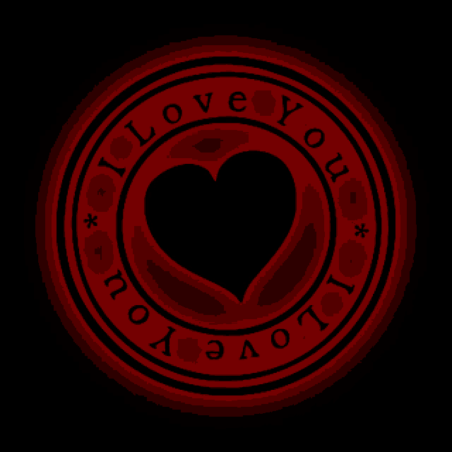 a red circle with a heart in the center and the words i love you around it