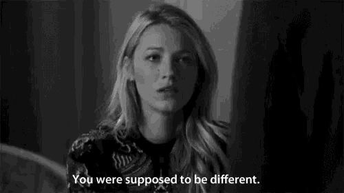 a black and white photo of a woman with the words `` you were supposed to be different '' written on the bottom .