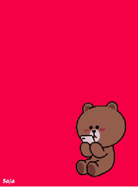 a card that says have a lovely day with a teddy bear holding a cell phone