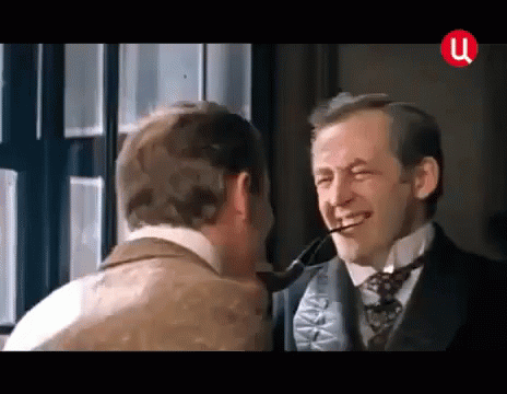 шерлок холмс ливанов соломин ватсон ахаха хаха лол GIF - Sherlock Holmes Dr Watson Vasilyi Livanov GIFs