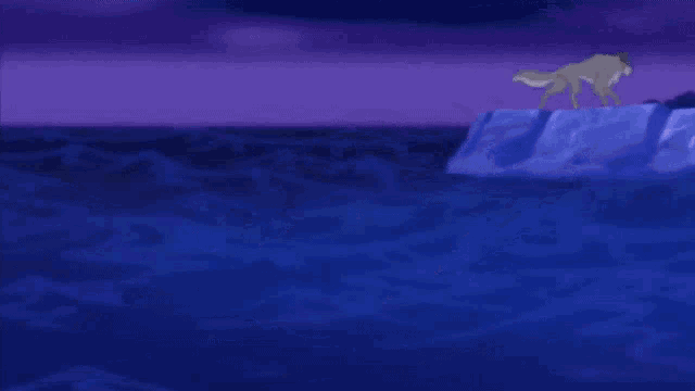 a cartoon of a wolf swimming in the water