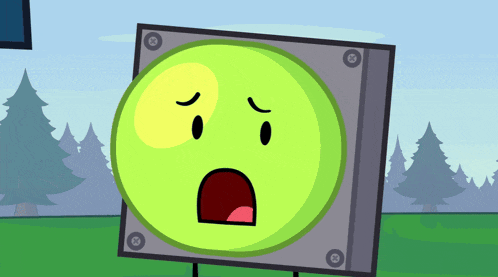 a cartoon character with a yellow spot on his face