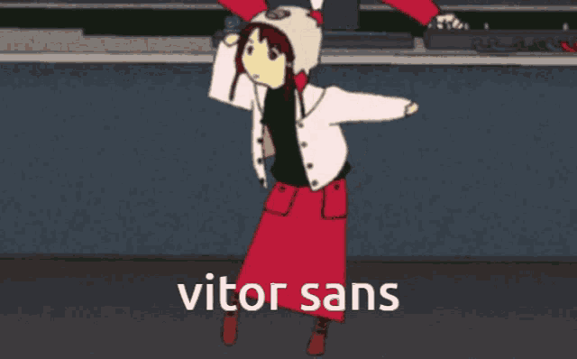 a cartoon of a girl dancing with the words vitor sans written below her