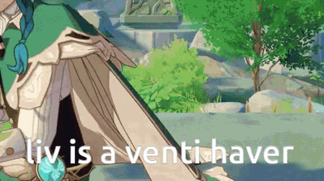 a cartoon of a person with the words liv is a venti-haver written on it