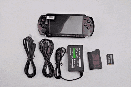 a psp with a 5v ac adaptor and cables