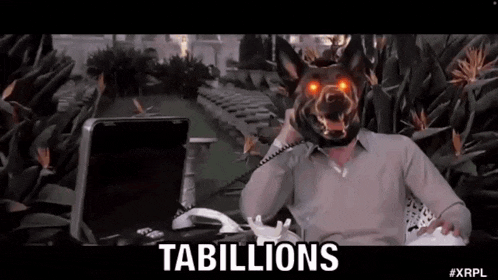 a man wearing a dog mask is talking on a telephone .