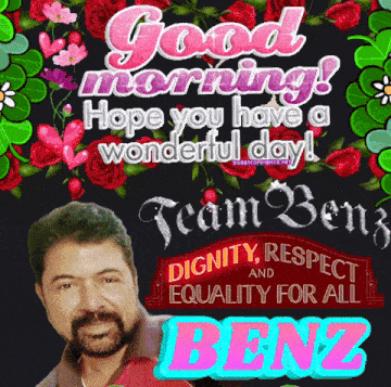 a picture of a man with a beard and the words good morning hope you have a wonderful day