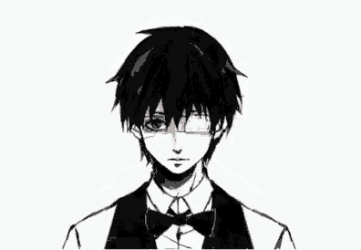 a black and white drawing of a boy with blood on his face .