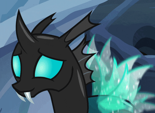 a cartoon of a dragon with blue eyes