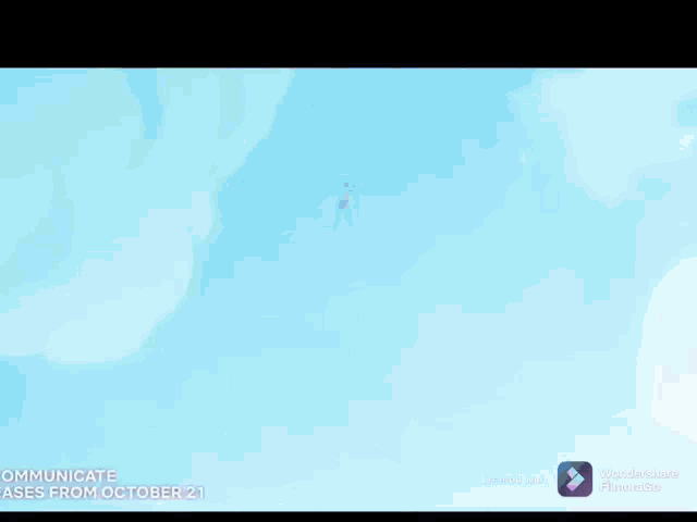 a cartoon of a girl floating in the air with the words communicate ases from october 21 at the bottom